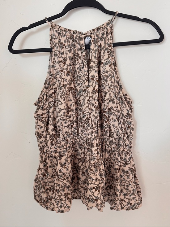 Old Navy Tops - Old Navy Beige Brown Floral Halter Peplum Top Strappy Beach Summer Cottagecore M